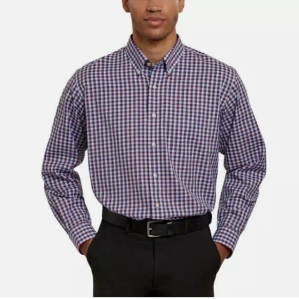 NEW Kirkland Signature Mens 15.5-32/33 Traditional Plaid Button-Down Shirt